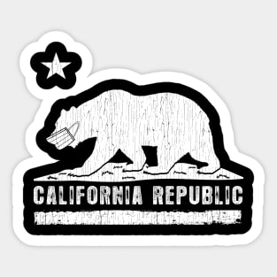 California Bear with Face Mask Sticker